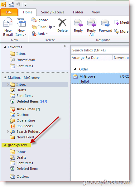 Program Outlook 2010 Screenshot ako pridať ďalšiu poštovú schránku