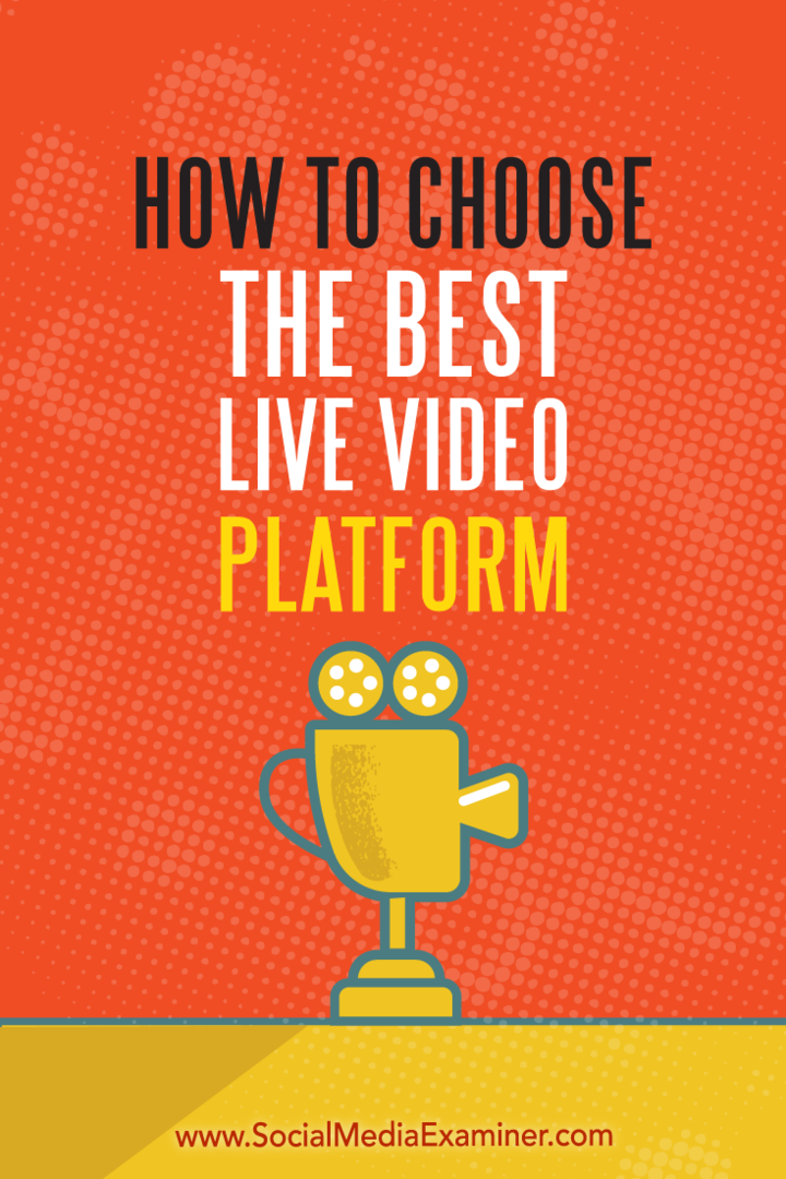 Ako si vybrať najlepšiu platformu pre živé video od Joela Comma v prieskumníkovi sociálnych médií.