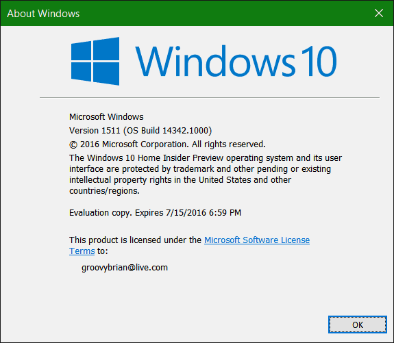 Ukážka systému Windows 10 14342