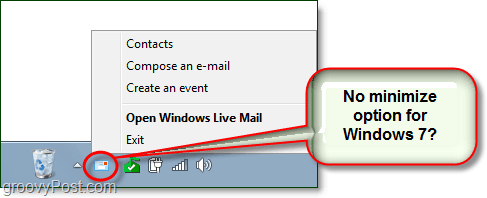 ako minimalizovať živú poštu na systémovej lište v systéme Windows 7