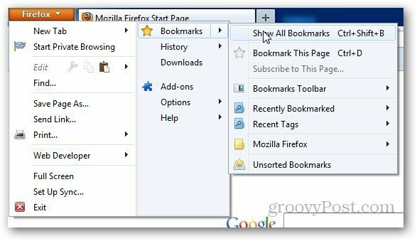 Obnovenie záložiek Firefox 1