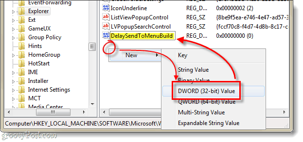 V systéme Windows 7 odložte vytvorenie dwordu na odoslanie do ponuky