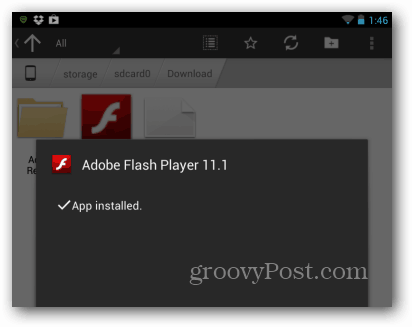 Nainštalovaný Android Flash Player