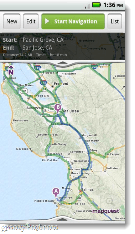 Mapquest pre navigáciu aplikácií pre Android