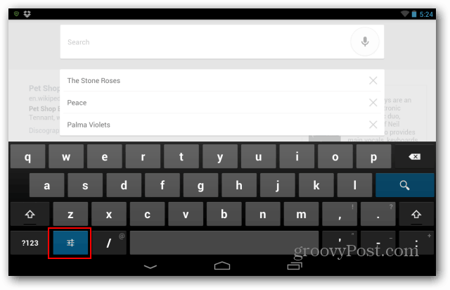 Tlačidlo nastavenia klávesnice Nexus 7