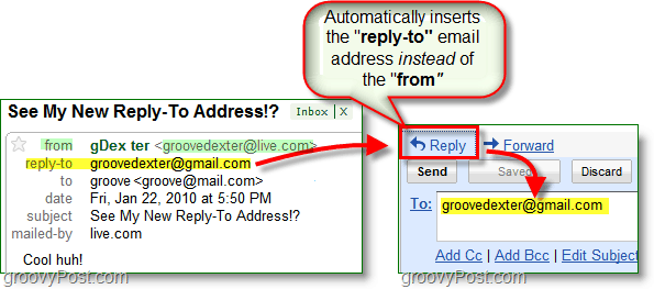 keď nastavíte e-mailovú adresu s odpoveďou, odošle všetky odpovede na vašu alternatívnu adresu