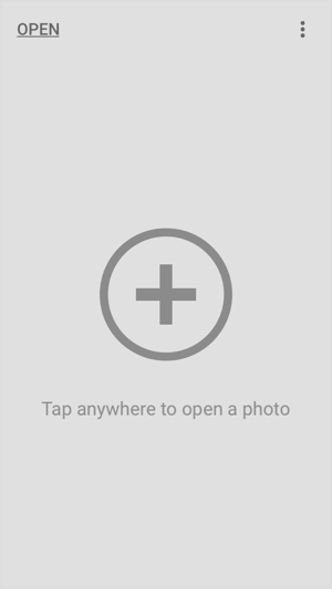 Klepnutím na ľubovoľné miesto na obrazovke importujte svoj obrázok do mobilnej aplikácie Snapseed.