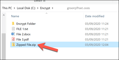 Otvorenie súboru ZIP v systéme Windows 10