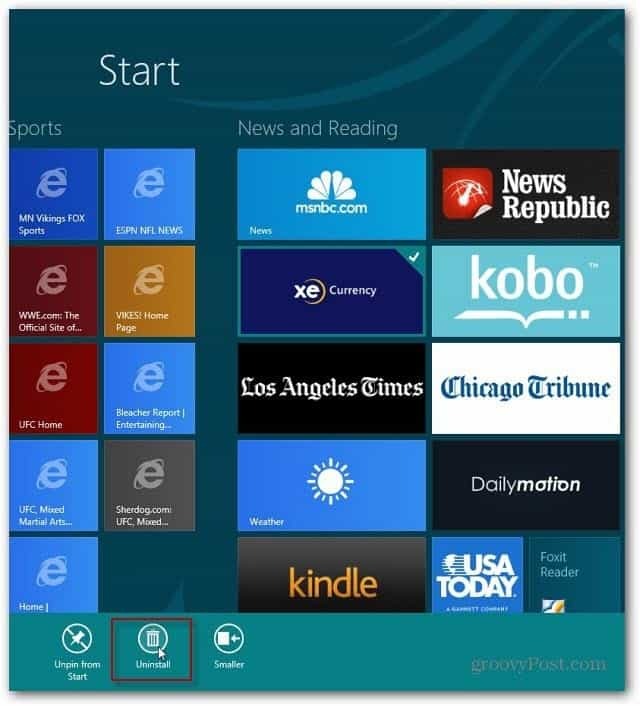 Ako odinštalovať aplikácie systému Windows 8