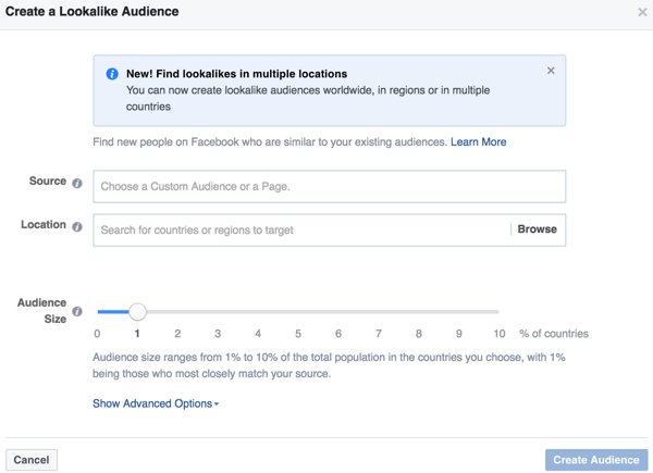 Facebook Ads Manager vám umožňuje vytvoriť si podobné publikum podobné publiku, ktoré už interagovalo s vašou firmou.
