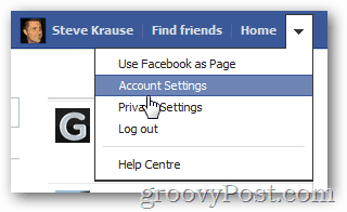 facebook kliknite na nastavenia účtu