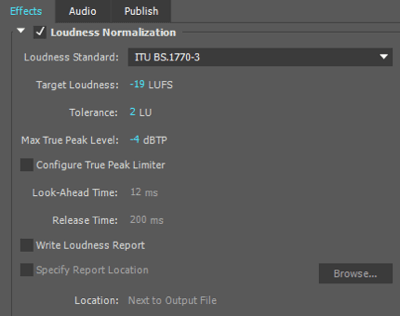 Tieto nastavenia normalizácie hlasitosti používam pri exportovaní zvukového súboru do aplikácie Adobe Premiere.