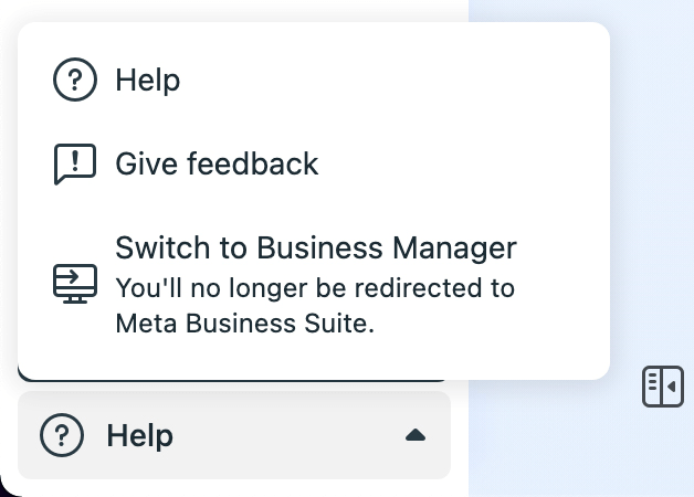 obrázok možnosti Prepnúť na Business Manager v Meta Business Suite