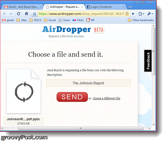 AirDropper Dropbox - Vyberte súbor na odoslanie