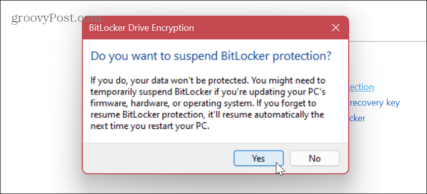 Zakázať alebo pozastaviť BitLocker 