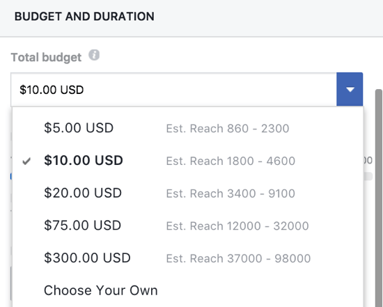 Rozpočet pre váš príspevok podporený na Facebooku môžete nastaviť manuálne.