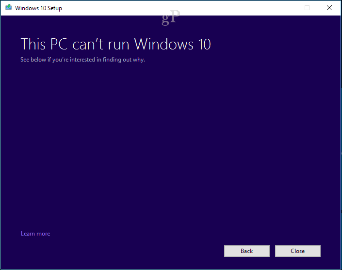 nastavenie systému Windows 10 - počítač nemôže spustiť systém Windows 10