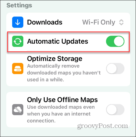 automatické aktualizácie offline máp v Apple Maps