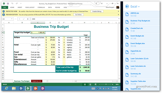 Excel Dropbox