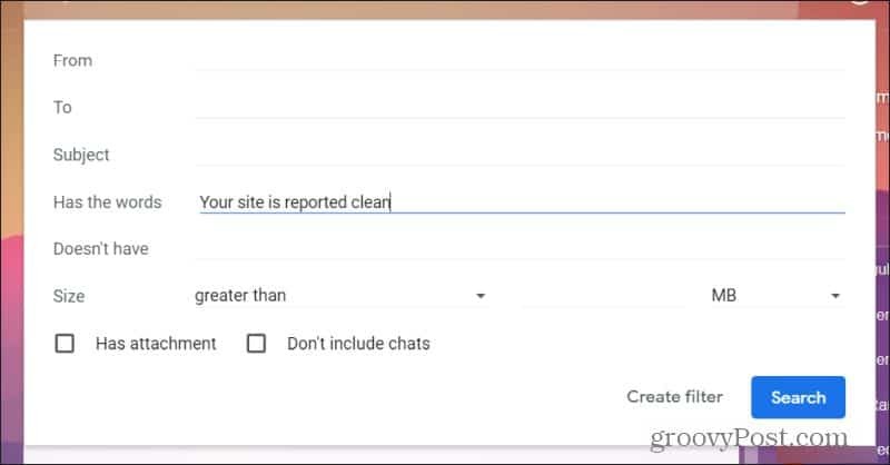 nastavenie vstupov filtra gmail