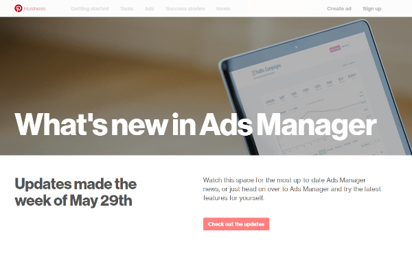 Pinterest zaviedol niekoľko nových funkcií pre Ads Manager v týždni 29. mája.