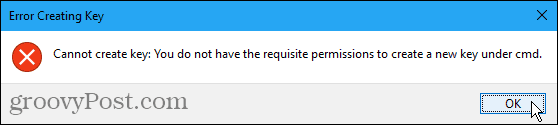 V registri Windows nie je možné vytvoriť kľúčovú chybu