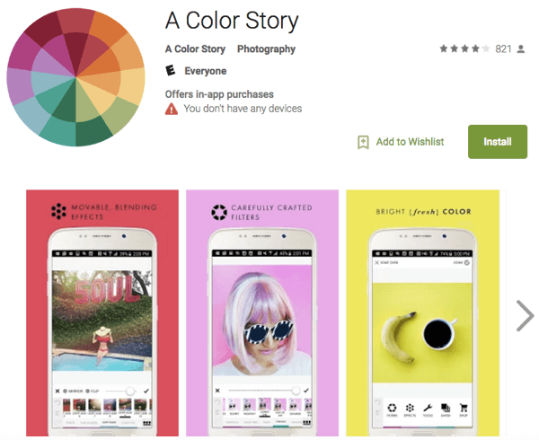 aplikácia farebného príbehu