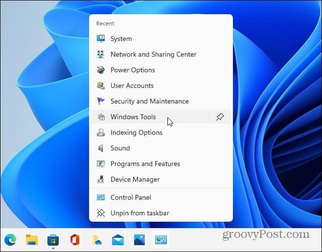 Prístup k položkám CPL na paneli úloh systému Windows 11