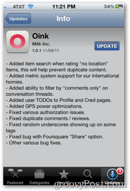 Aktualizácia Oink 1.0.1 z obchodu Apple App Store