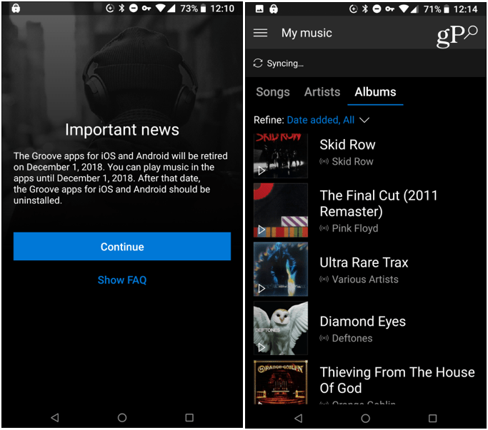 Aplikácia Groove Music App Android