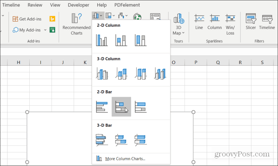 vložiť skladaný graf v Exceli