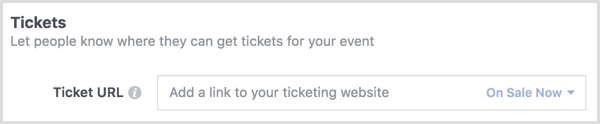 Použite možnosť Ticket na prepojenie so stránkou predaja vstupeniek Eventbrite