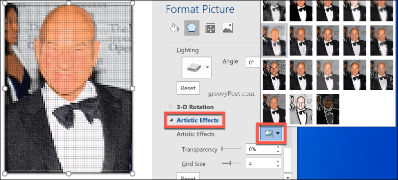 Pridanie umeleckých obrazových efektov k obrázkom v programe Word