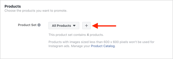 Vyberte si produkty, ktoré chcete propagovať vo svojej kampani s dynamickými reklamami na Facebooku.