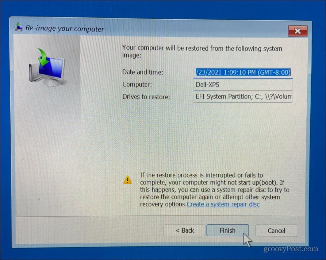 Dokončite re-image vášho počítača