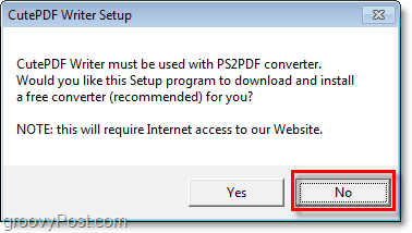 vyhnúť sa inštalácii PS2PDF v systéme Windows 7