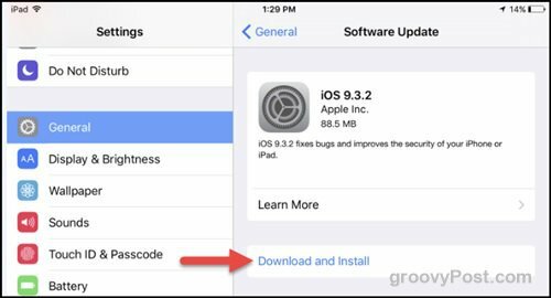 Apple iOS 9.3.2 aktualizácia bezpečnostnej opravy