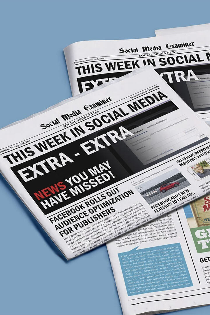 Optimalizácia publika na Facebooku pre vydavateľov: Tento týždeň v sociálnych médiách: prieskumník sociálnych médií