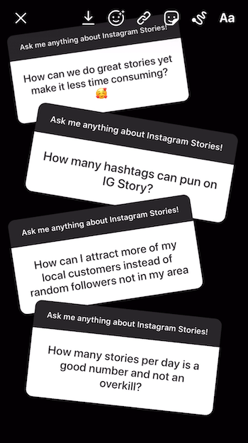 pridať na obrázok príbehu Instagramu viac odpovedí z nálepky Otázky