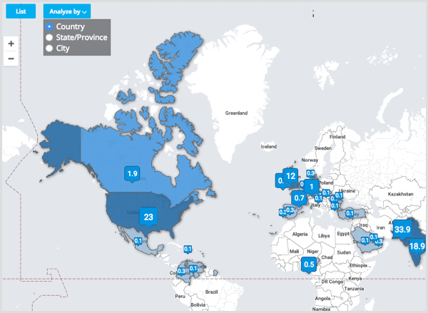 Tweetsmap analyzovať podľa krajiny