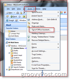 Povoliť Zapnutie automatickej odpovede asistenta mimo kancelárie v Microsoft Outlooku