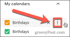Ikona ponuky s tromi bodkami v Kalendári Google