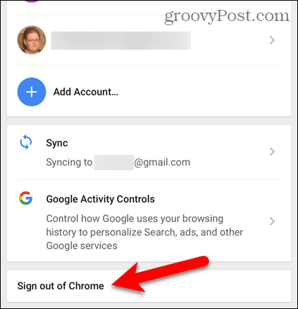 Klepnite na Odhlásiť sa z prehliadača Chrome v systéme iOS