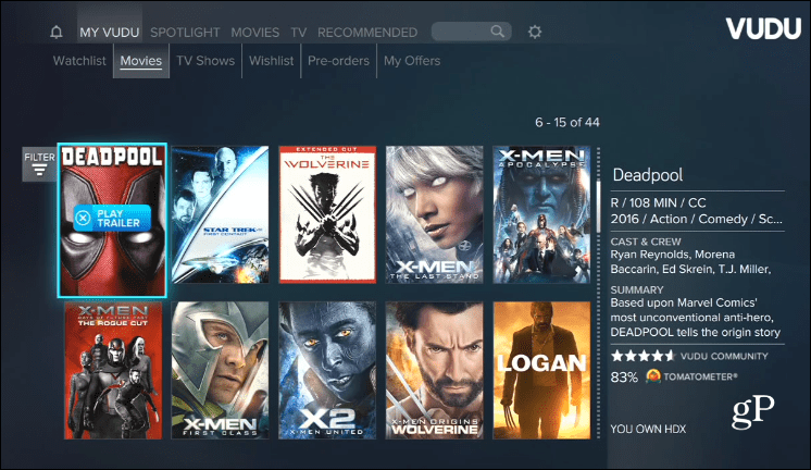 Filmy Vudu Xbox One kdekoľvek