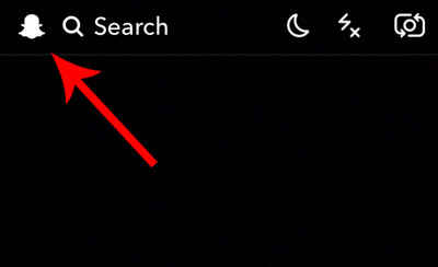 Klepnite na ikonu duchov v ľavom hornom rohu obrazovky fotoaparátu Snapchat.