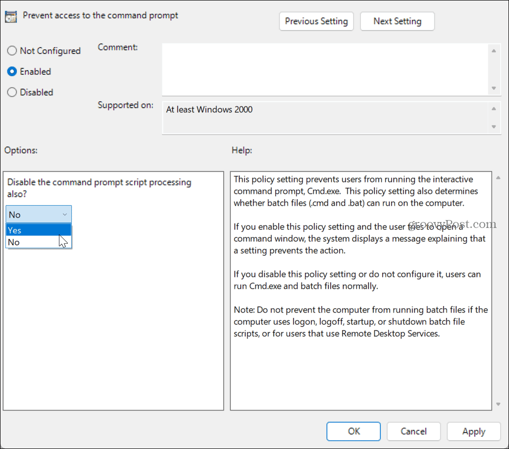 Zakážte príkazový riadok v systéme Windows