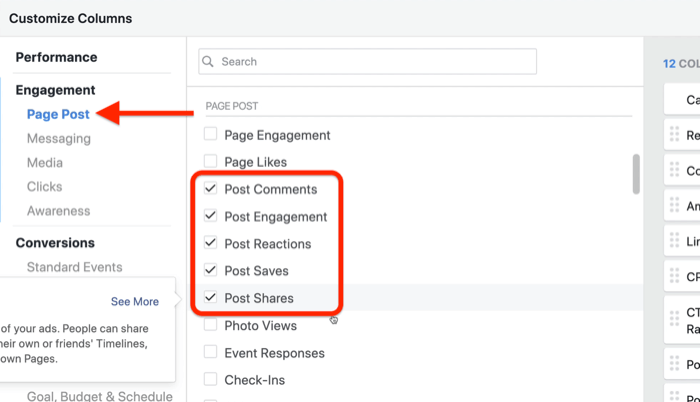 vytvorte vlastnú správu o priebehu potenciálneho zákazníka v aplikácii Facebook Ads Manager, krok 3