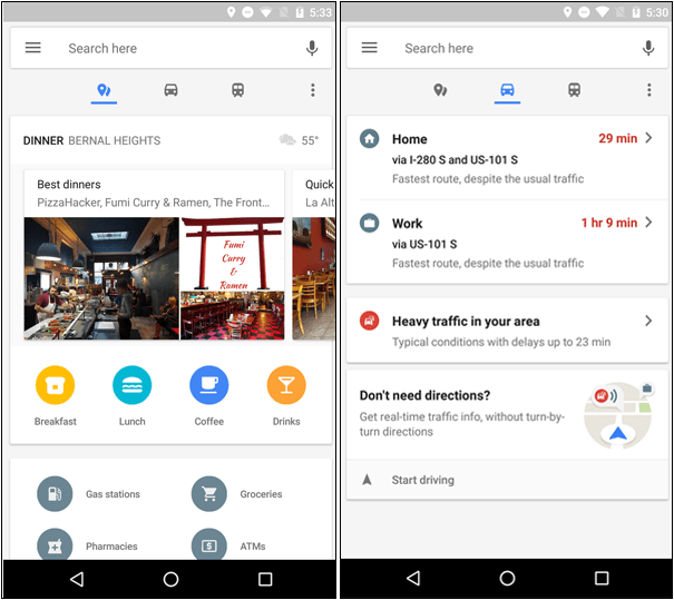 Mapy Google pre Android Získavanie informácií o dochádzaní v reálnom čase