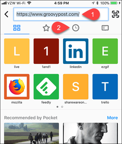 Klepnite v prehliadači Firefox na ikonu hodín