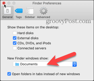 V počítači Mac kliknite na rozbaľovací zoznam Nové okná vyhľadávača v časti Predvoľby vyhľadávača